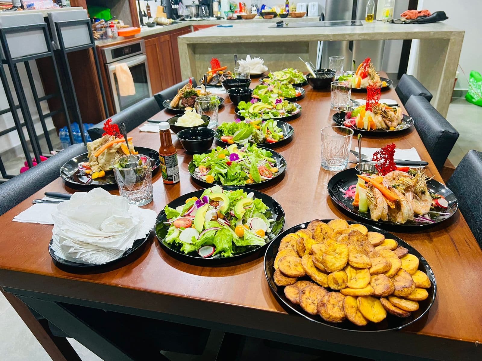 Private chef dinner spread by Pura Vida Bookings